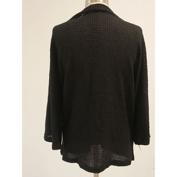 Sunset Chaser Waffle Knit Cardigan Black M - Picture 5 of 9